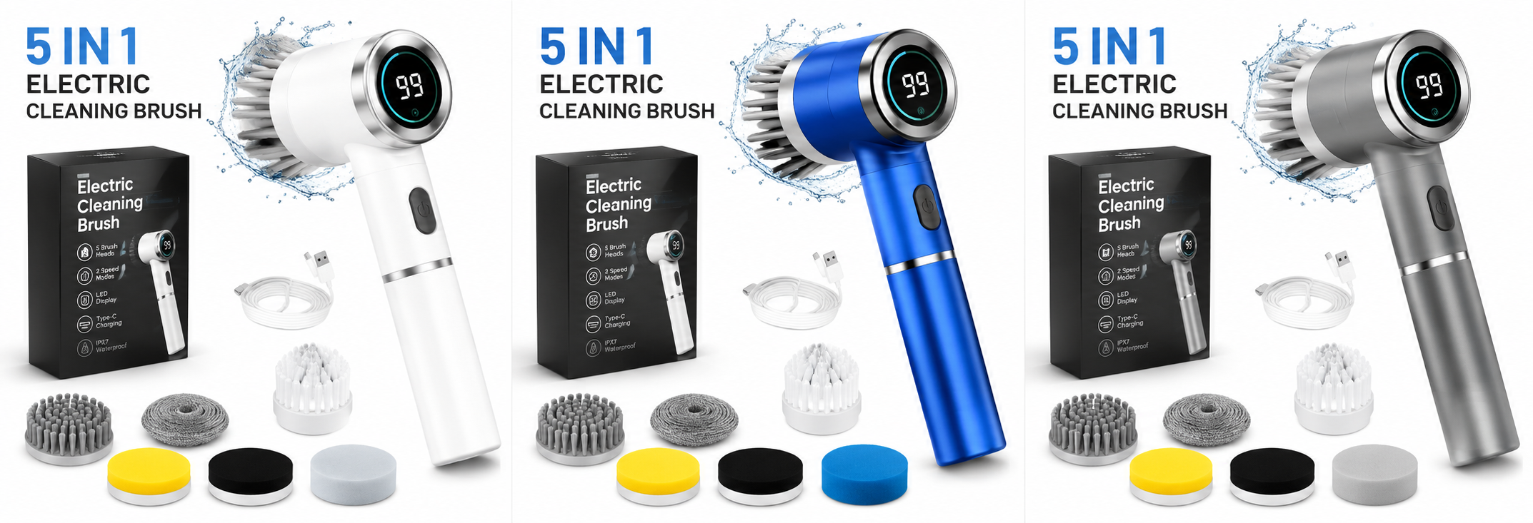 Cordless Electric Cleaning Brush – 5-in-1 Handheld Scrubber